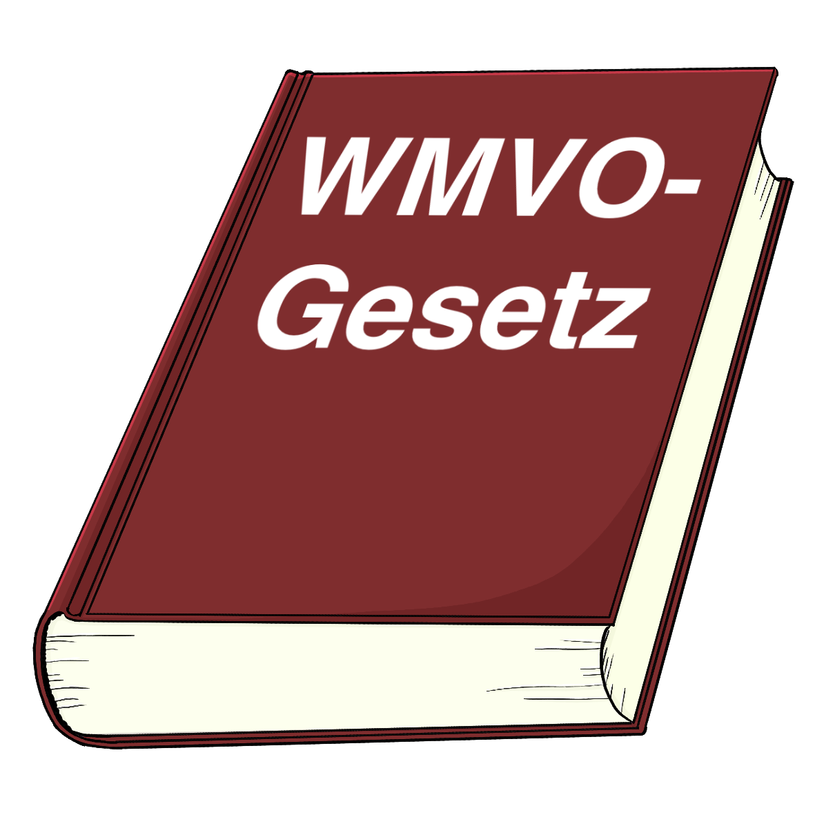 Es ist ein Gesetz-Buch. Auf dem Buch steht WMVO Gesetz. In diesem Gesetzt geht es um die Werkstätten-Mitwirkungs-Verordnung. Das Gesetz-Buch ist rot.